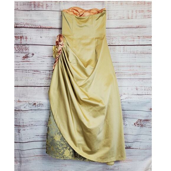 Jessica Mcclintock Formal Gold Ball Gown Sz 10 Tulle Layered Princess Maxi Dress - Picture 2 of 16